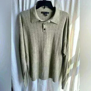 Geoffrey Beene Tan Collared Long Sleeve Sweater Size XL